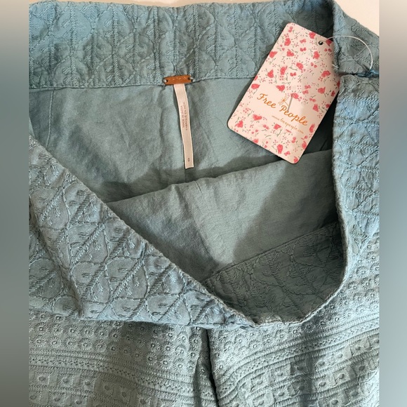 Free People Dark Turqoise Textured Embroidered Cheeky Shorts, size 0. NWT - Picture 2 of 6